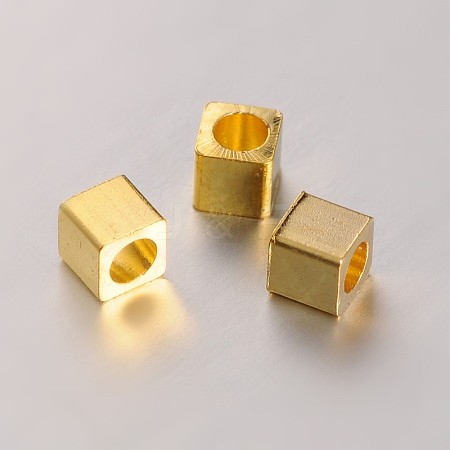 Cube Brass Spacer Beads KK-J204-03G-1