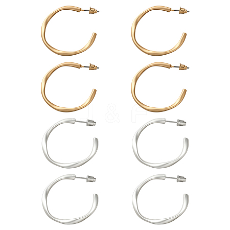 4 Pairs 2 Colors Iron Stud Earrings EJEW-HY0001-42-1