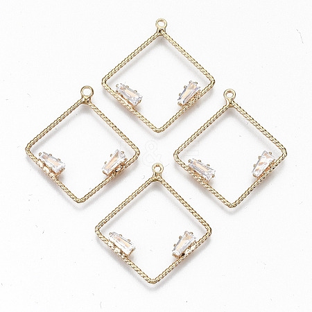 Brass Micro Pave Cubic Zirconia Pendants KK-S359-037-RS-1