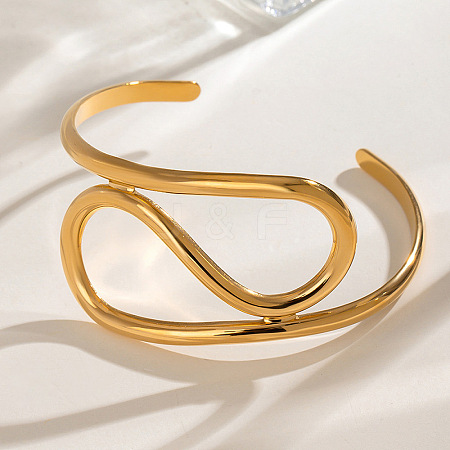 304 Stainless Steel Cuff Bangles for Women BJEW-V012-01G-1