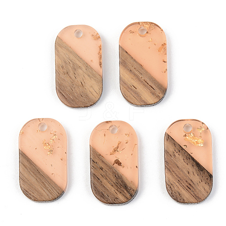 Transparent Resin & Walnut Wood Pendants RESI-S389-023A-B04-1