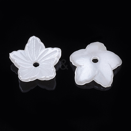 5-Petal ABS Plastic Imitation Pearl Bead Caps X-OACR-S020-29-1
