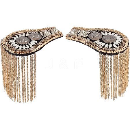 2Pcs Fashion Iron Chain Tassel Epaulettes AJEW-FH0003-80-1