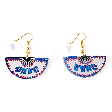 1 Pairs Acrylic Fan Dangle Earrings EJEW-TA0001-74-1