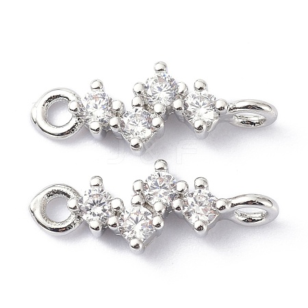 Eco-Friendly Brass Micro Pave Clear Cubic Zirconia Links Connectors ZIRC-C022-03P-1