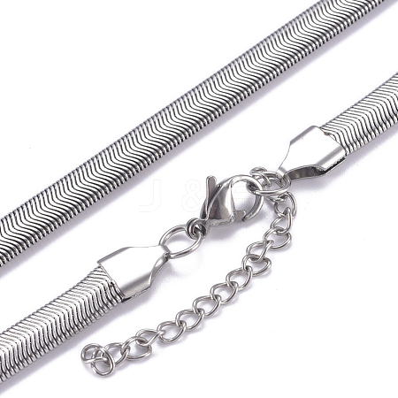 Non-Tarnish 304 Stainless Steel Herringbone Chains Necklaces NJEW-G340-03P-1