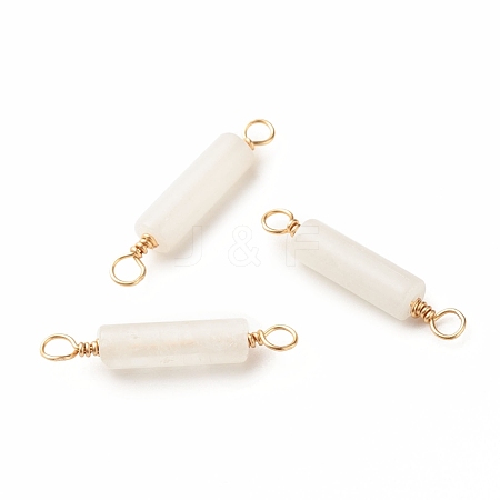 Natural White Jade Connector Charms PALLOY-JF01454-07-1