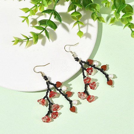 Glass Seed Bead Dangle Earrings EJEW-MZ00770-01-1