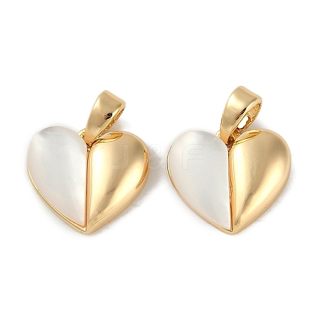 Brass Pave Natural Shell Heart Charms KK-P283-07G-1