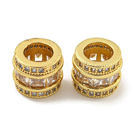 Rack Plating Brass Micro Pave Clear Cubic Zirconia European Beads KK-L215-323G-1