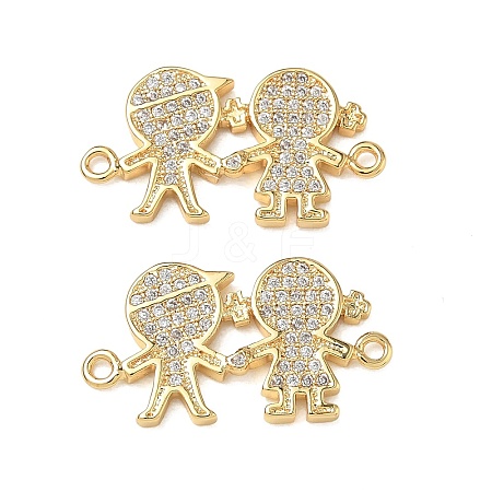 Brass Micro Pave Clear Cubic Zirconia Connector Charms for Jewelry Making CU-CBAAA59-01G-01-1