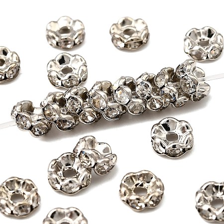 Brass Rhinestone Spacer Beads X-RB-A014-L6mm-01P-1