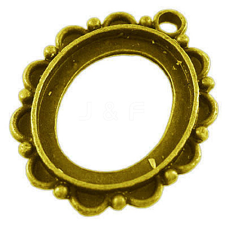 Tibetan Style Alloy Open Back Pendant Cabochons Settings PALLOY-EA416Y-AG-NR-1
