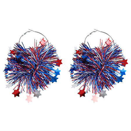 Independence Day Plastic Shiner & Alloy Hoop Earrings WG81119-03-1