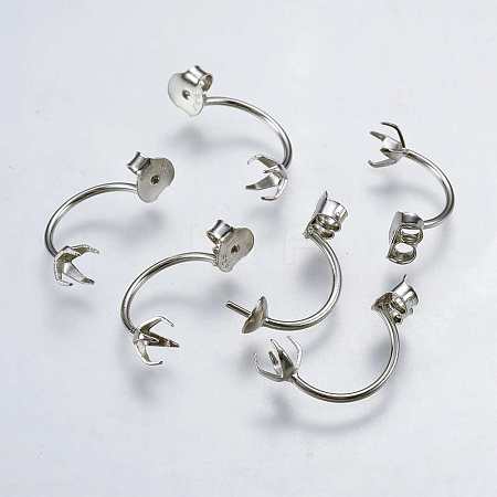 925 Sterling Silver Earring Settings STER-K037-067A-1