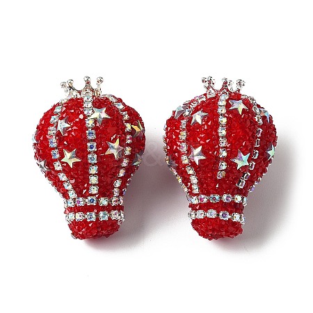 Crown Hot Air Balloon Acrylic Rhinestone Beads OACR-S048-03E-1