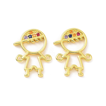 Golden Brass Micro Pave Cubic Zirconia Connector Charms KK-L209-058G-02-1