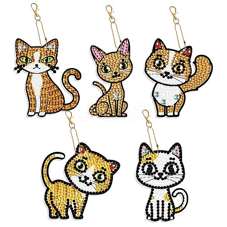 DIY DIY 5Pcs Diamond Painting Keychain Kit ANIM-PW0001-167Q-1