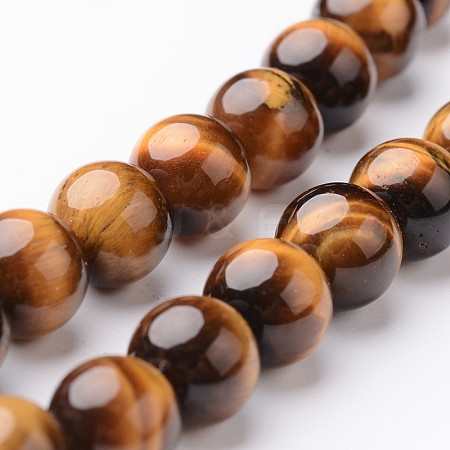 Round Natural Tiger Eye Bead Strands G-J346-13-8mm-1