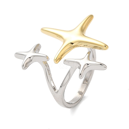 Star Brass Open Cuff Rings for Women RJEW-B062-14GP-1