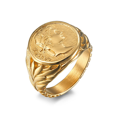 Caesar Pattern 304 Stainless Steel Finger Rings FS-WG94254-06-1