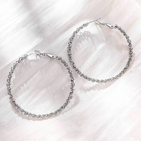 304 Stainless Steel Hoop Earrings EJEW-S250-02B-P-1