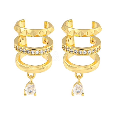 Brass Micro Pave Cubic Zirconia Cuff Earrings X-EJEW-C104-083G-1