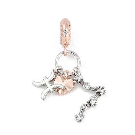 Brass Pendants with Cubic Zirconia European Beads LS-KK-Q015-01B-1