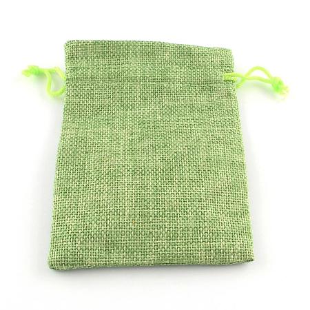 Polyester Imitation Burlap Packing Pouches Drawstring Bags ABAG-R005-9x7-02-1