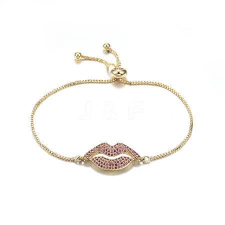 Adjustable Brass Micro Pave Cubic Zirconia Bolo Bracelets BJEW-F297-51G-1