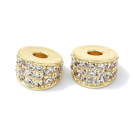 Rack Plating Brass Pave Clear Cubic Zirconia Beads KK-M282-37G-1