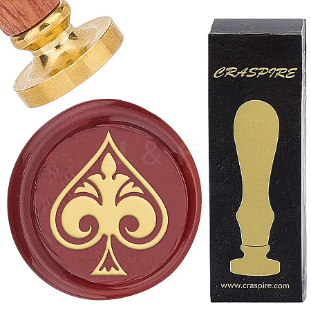 Brass Wax Seal Stamps with Rosewood Handle AJEW-WH0412-0222-1