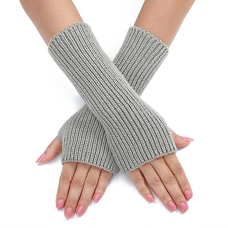 Acrylic Fibers Knitting Long Fingerless Gloves PW-WGAC281-08-1