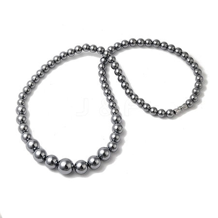 Terahertz Stone Round Beaded Necklaces for Women Men NJEW-A030-01-1