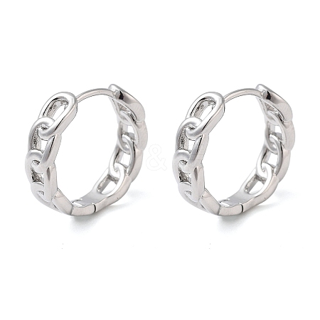 Brass Chain Charm Hoop Earrings for Women EJEW-F347-02P-02-1