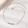 3.5MM Faceted Round Natural Kyanite & Apatite and Potato Pearl Beaded Necklaces NJEW-JN05976-01-1