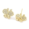 Brass Micro Pave Clear Cubic Zirconia Studs Earring for Women EJEW-S217-C04-2