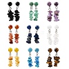 Natural Mixed Stone Dangle Stud Earrings EJEW-JE06371-2