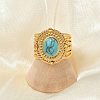 Natural Turquoise Finger Rings RJEW-Q006-01C-G-5