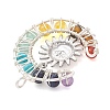 7 Chakra Round Mixed Stone Copper Wire Wrapped Moon Pendants PALLOY-TA00401-02-3