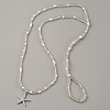 Alloy Starfish Charm Glass Seed Beaded Toe Ring Stretch Anklets for Women AJEW-WH0270-832-1