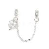 Brass Pave Clear Cubic Zirconia European Safety Chains with Charms KK-L236-15B-S-4