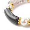 Chunky Acrylic Curved Tube Beads Stretch Bracelet for Teen Girl Women BJEW-JB06993-02-5