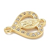 Rack Plating Brass Micro Pave Clear Cubic Zirconia Religion Heart Virgin Mary Connector Charms KK-L224-099G-03-2