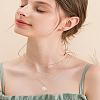 Brass Textured Disc Pendant 3 Layer Necklaces for Women NJEW-LP0009-50-3