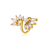 Brass & Clear Cubic Zirconia & Plastic Pearl Cuff Rings FS-WG38E75-05-1
