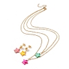 Synthetic Shell Star Pendant Double Layer Necklaces and Dangle Stud Earrings SJEW-F217-01A-G-1