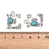 Synthetic Turquoise & Alloy Pendants PALLOY-H146-01AS-E-3