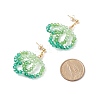 Glass Seed Braided Ring Dangle Stud Earrings EJEW-TA00125-4