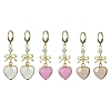 Natural Mixed Gemstone Heart & Bowknot Drop Earrings EJEW-JE05388-1